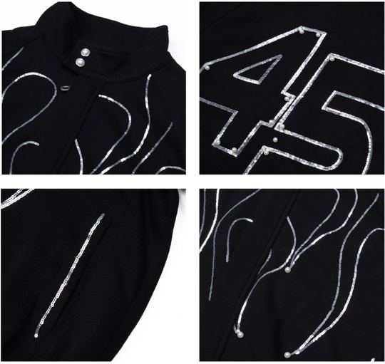 S45 Flame Sequin Wool Harrington Jacket | Face 3 Face