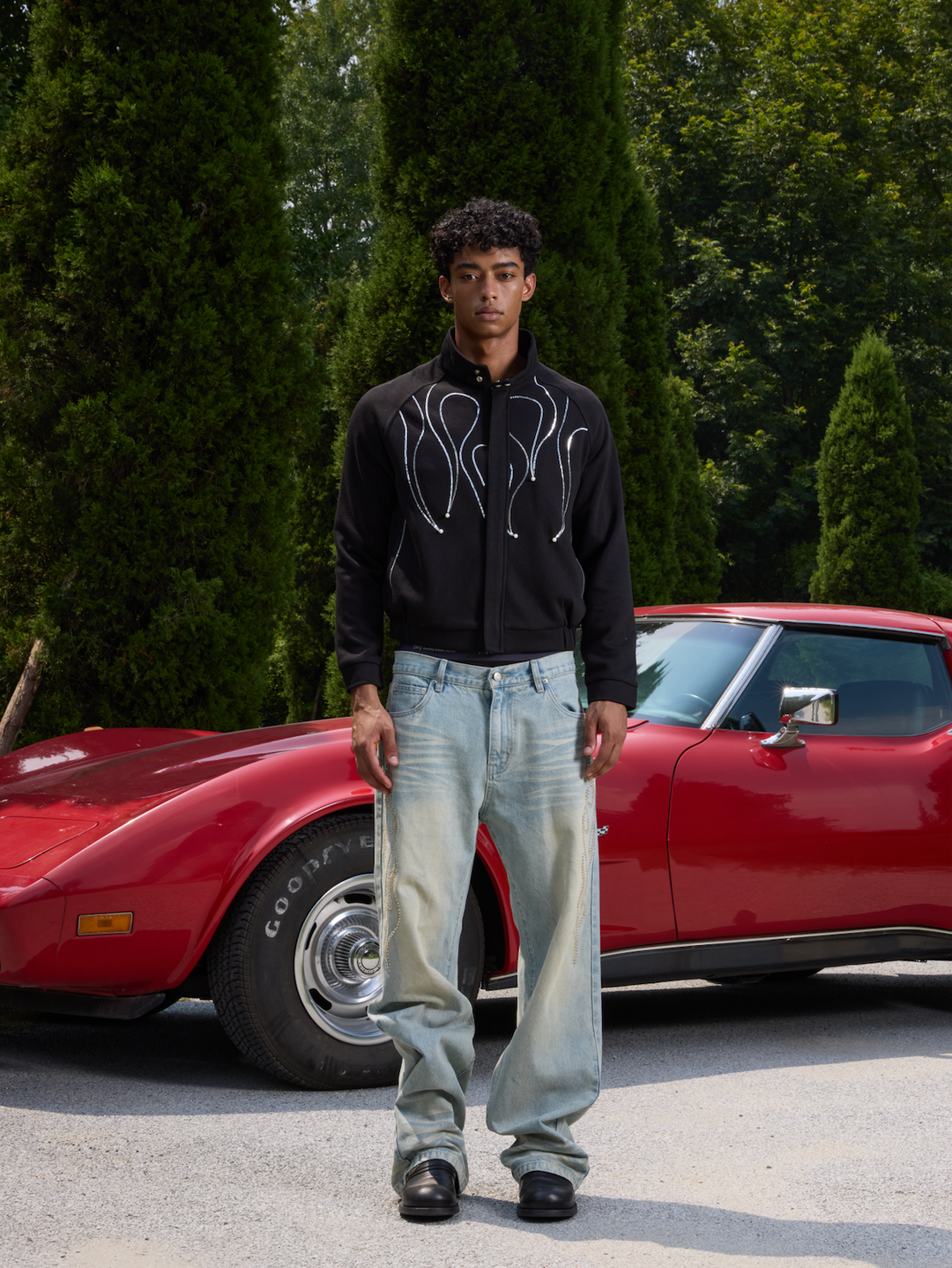 S45 Flame Sequin Wool Harrington Jacket | Face 3 Face