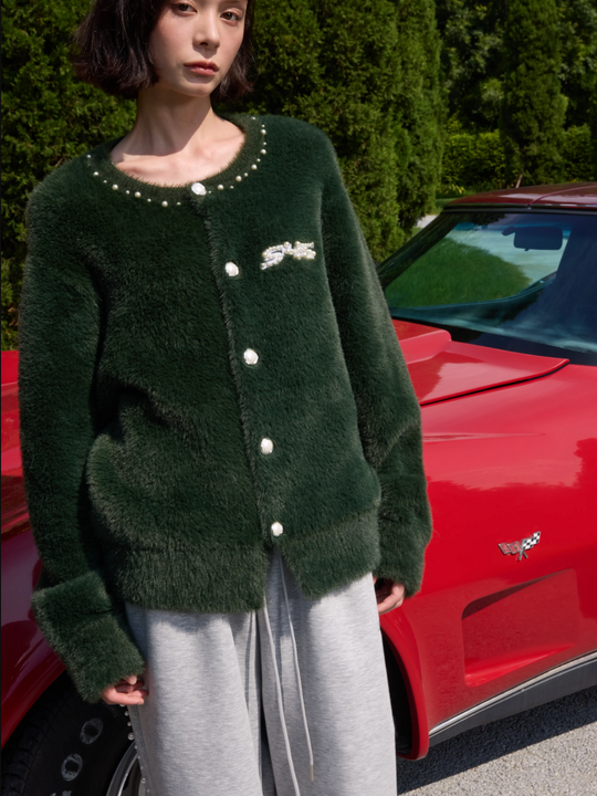 S45 Pearl Button Fuzzy Fleece Cardigan | Face 3 Face