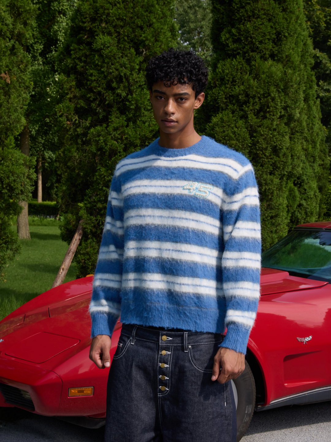 S45 Striped Pearl Brushed Knit Sweater | Face 3 Face