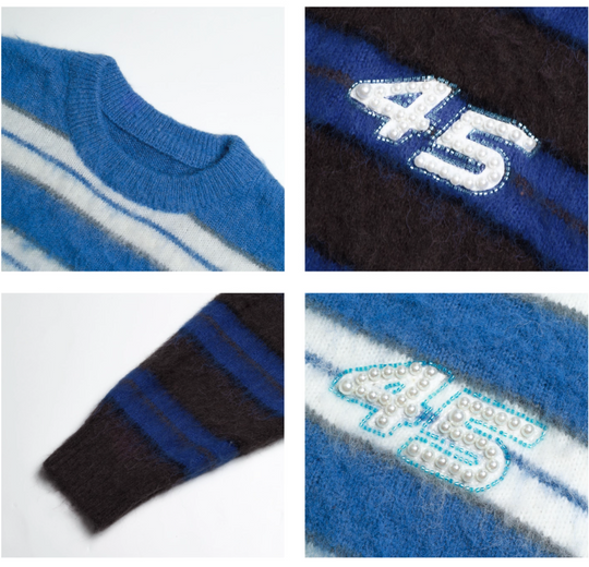 S45 Striped Pearl Brushed Knit Sweater | Face 3 Face