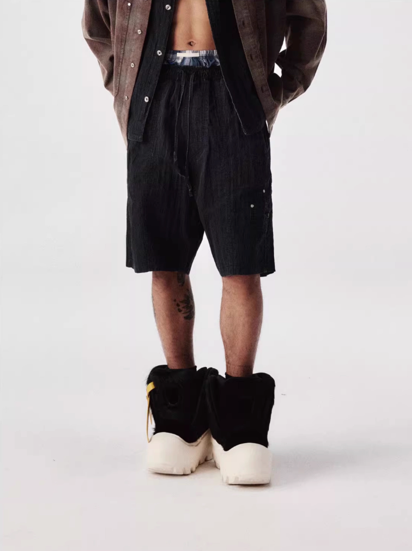 Labt Distressed Wash Drawstring Shorts | Face 3 Face