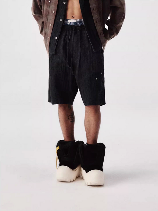 Labt Distressed Wash Drawstring Shorts | Face 3 Face