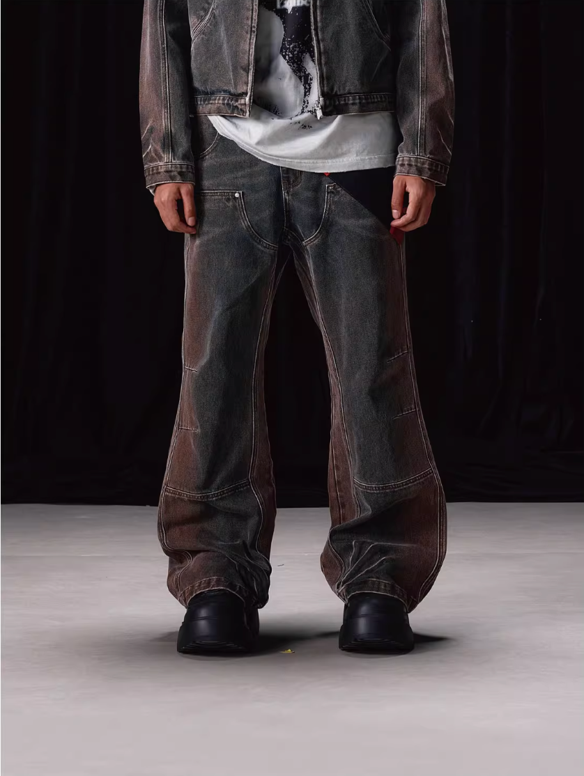 Labt Flower Wash Double Knee Flared Jeans | Face 3 Face