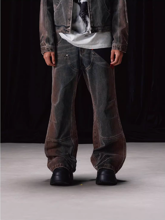 Labt Flower Wash Double Knee Flared Jeans | Face 3 Face