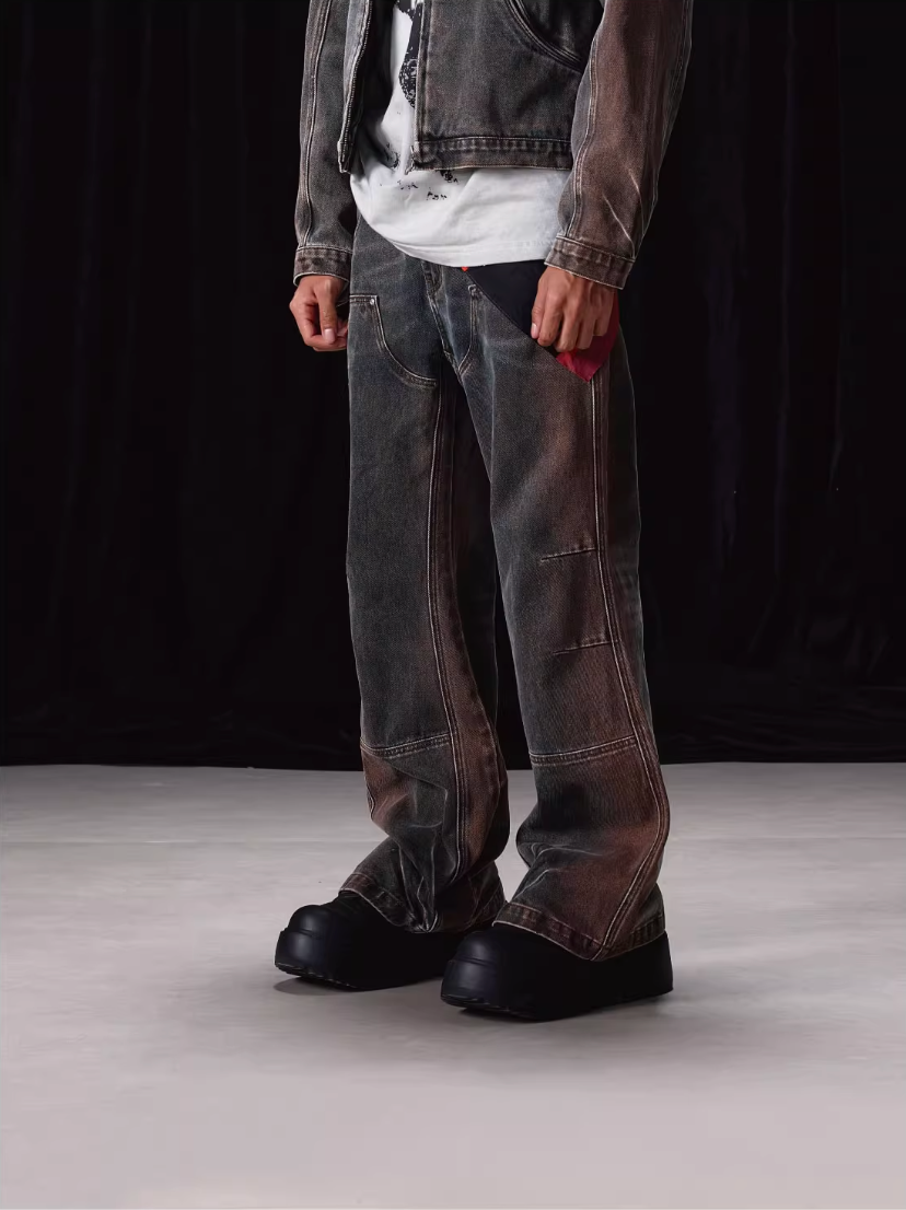 Labt Flower Wash Double Knee Flared Jeans | Face 3 Face