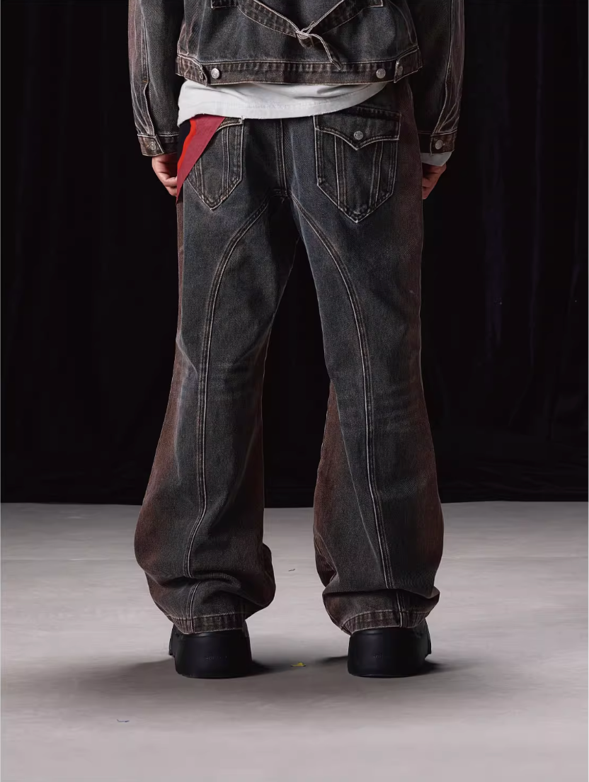 Labt Flower Wash Double Knee Flared Jeans | Face 3 Face