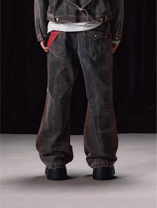 Labt Flower Wash Double Knee Flared Jeans | Face 3 Face