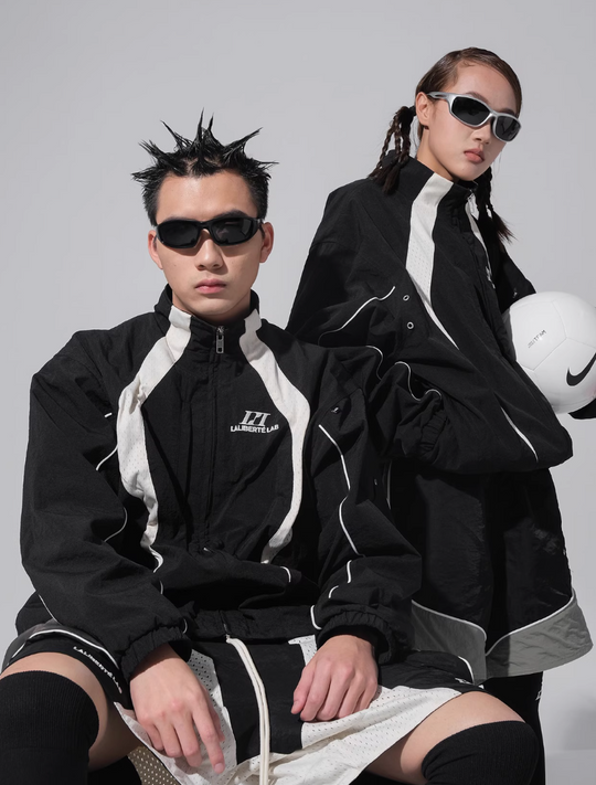 Labt Contrast Stitch Nylon Track Jacket | Face 3 Face