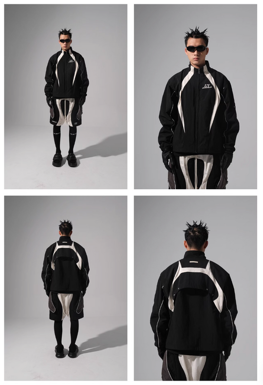 Labt Contrast Stitch Nylon Track Jacket | Face 3 Face