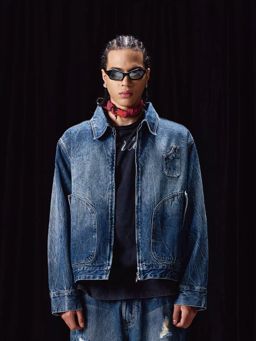Labt Lightning Grain Washed Denim Jacket | Face 3 Face