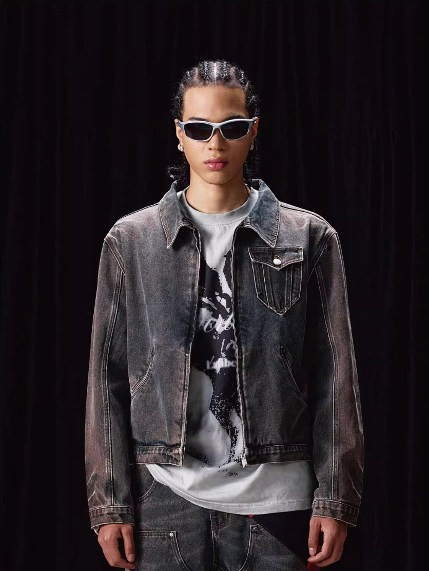 Labt Flower Wash Western Denim Jacket | Face 3 Face