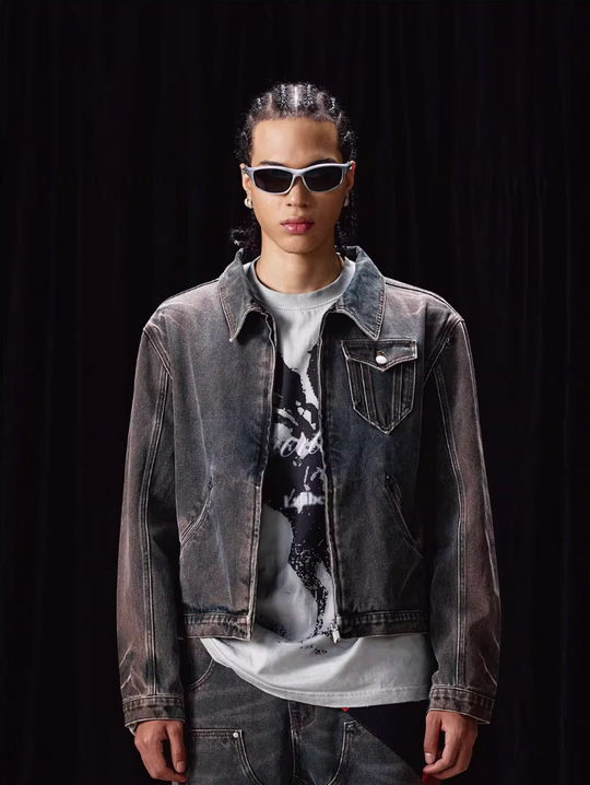 Labt Flower Wash Western Denim Jacket | Face 3 Face