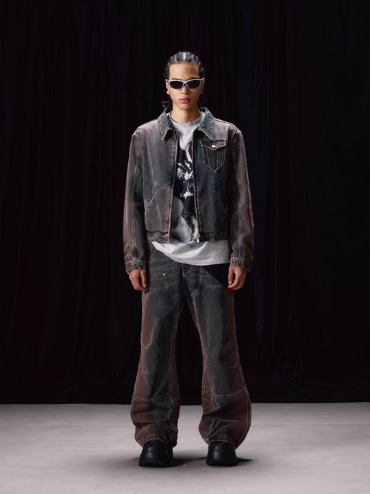 Labt Flower Wash Western Denim Jacket | Face 3 Face