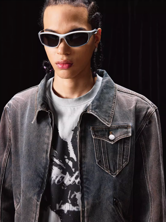 Labt Flower Wash Western Denim Jacket | Face 3 Face