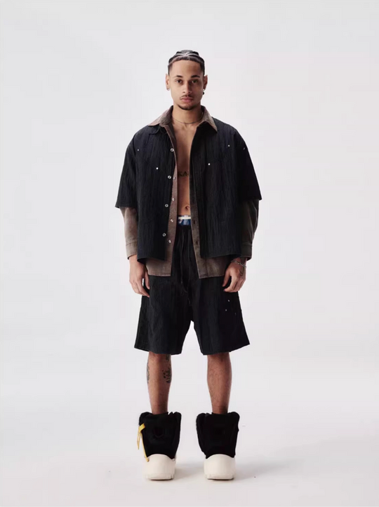 Labt Distressed Wash Pocket Short Sleeve Shirt | Face 3 Face