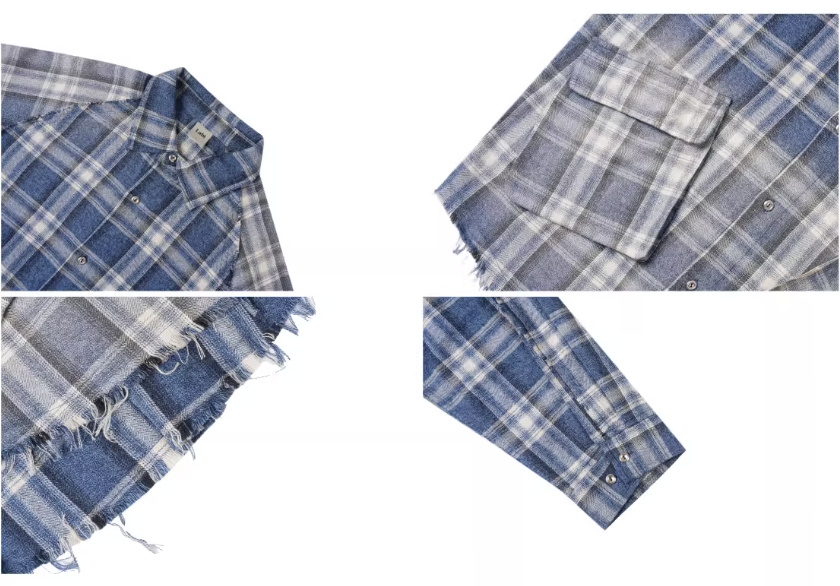Labt Washed Flannel Plaid Long Sleeve Pocket Shirt | Face 3 Face