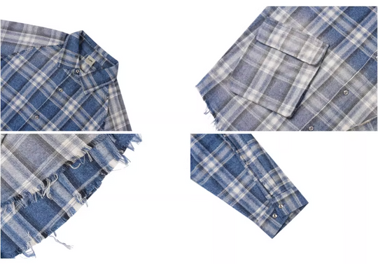 Labt Washed Flannel Plaid Long Sleeve Pocket Shirt | Face 3 Face