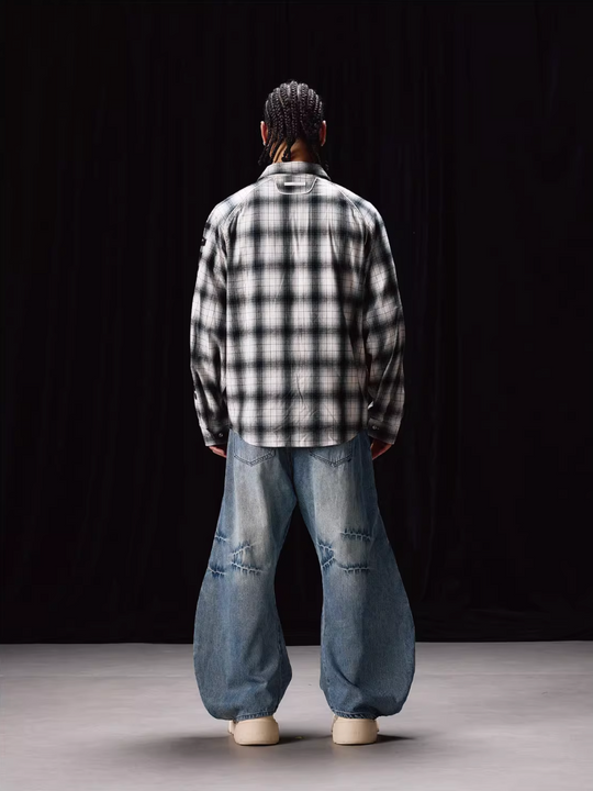 Labt Western Plaid Patch Embroidered Long Sleeve Shirt | Face 3 Face