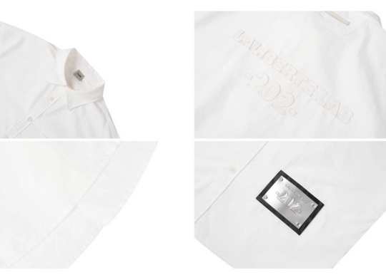Labt Patch Embroidered Wrinkled Long Sleeve Shirt | Face 3 Face