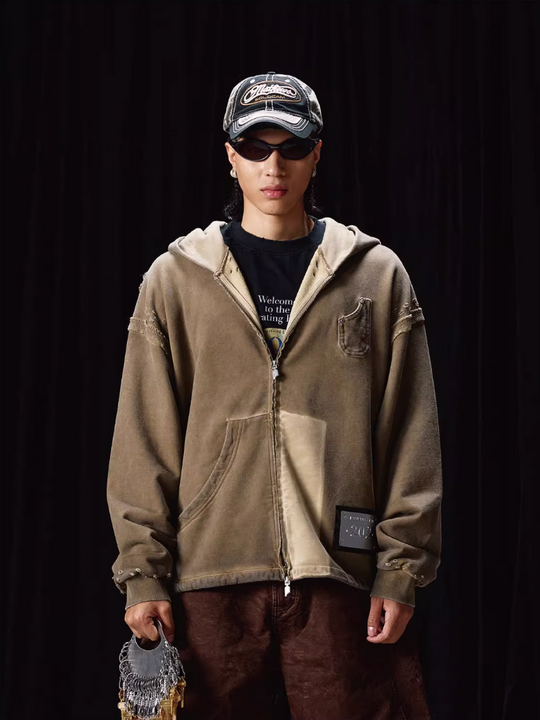 Labt Distressed Zip Up Hoodie | Face 3 Face