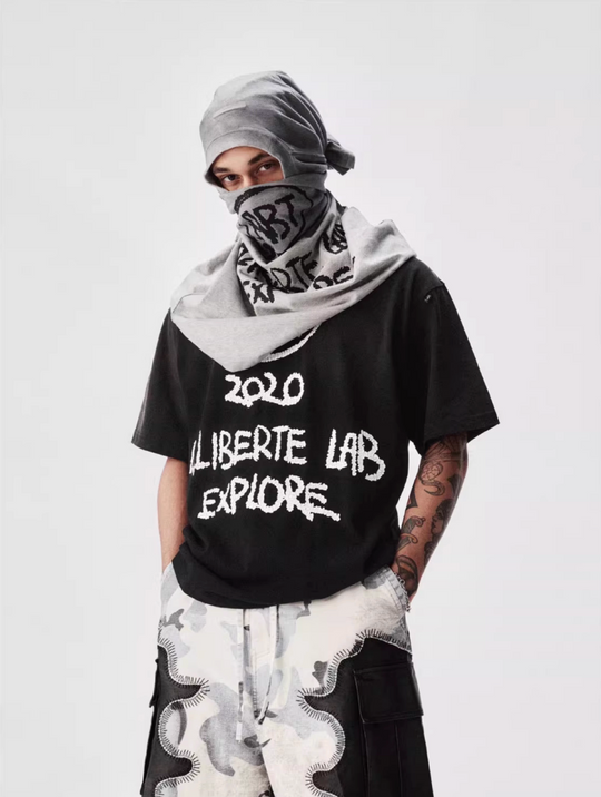 Labt Cracked Print Spray Dirty Washed Faded Tee | Face 3 Face