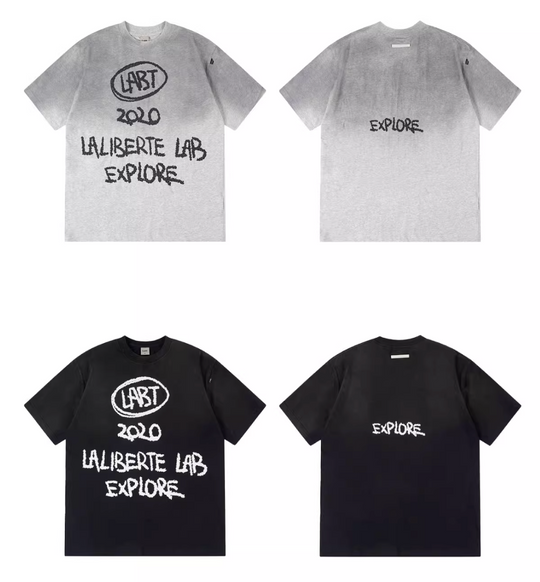 Labt Cracked Print Spray Dirty Washed Faded Tee | Face 3 Face