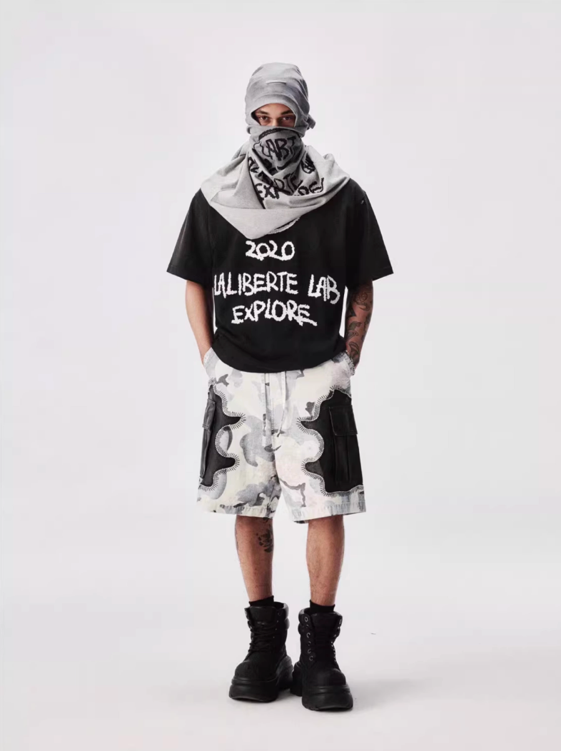 Labt Cracked Print Spray Dirty Washed Faded Tee | Face 3 Face