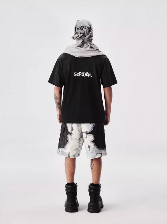 Labt Cracked Print Spray Dirty Washed Faded Tee | Face 3 Face