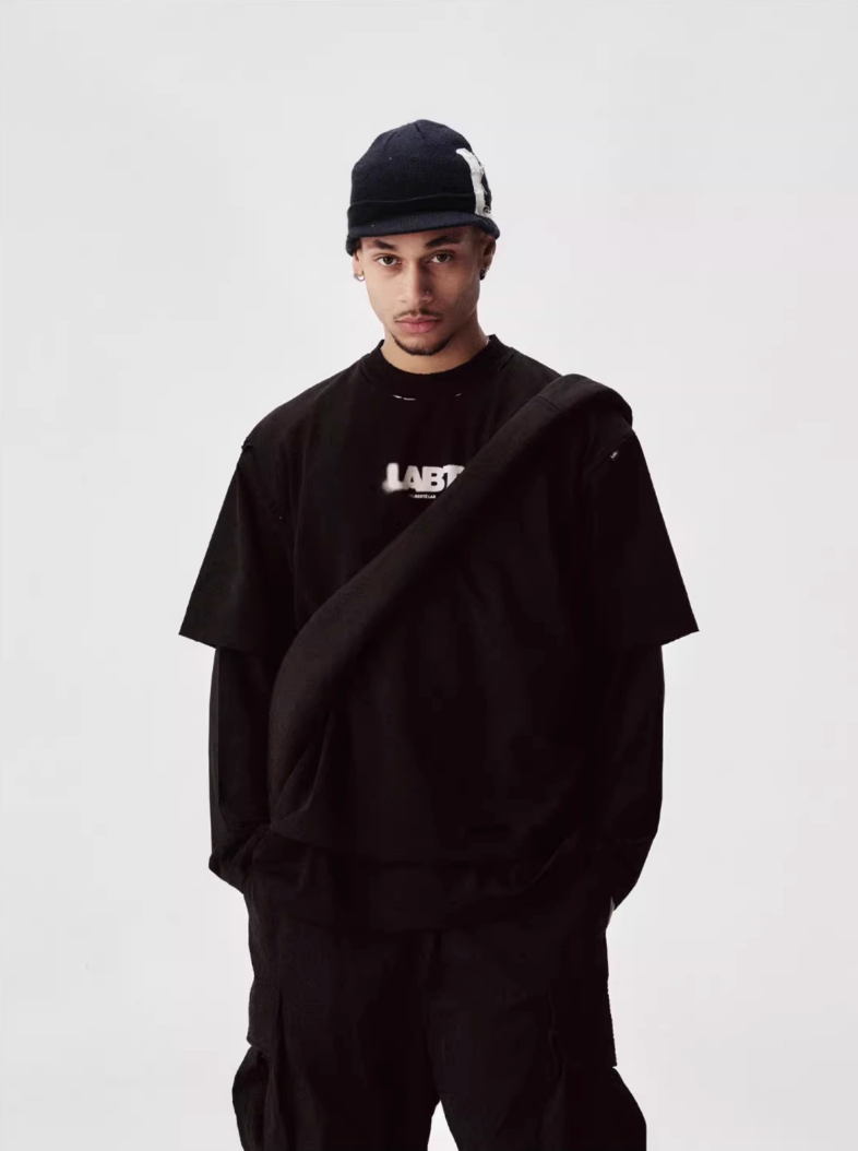 Labt Distressed Holes Logo Print Tee | Face 3 Face