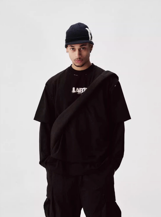 Labt Distressed Holes Logo Print Tee | Face 3 Face