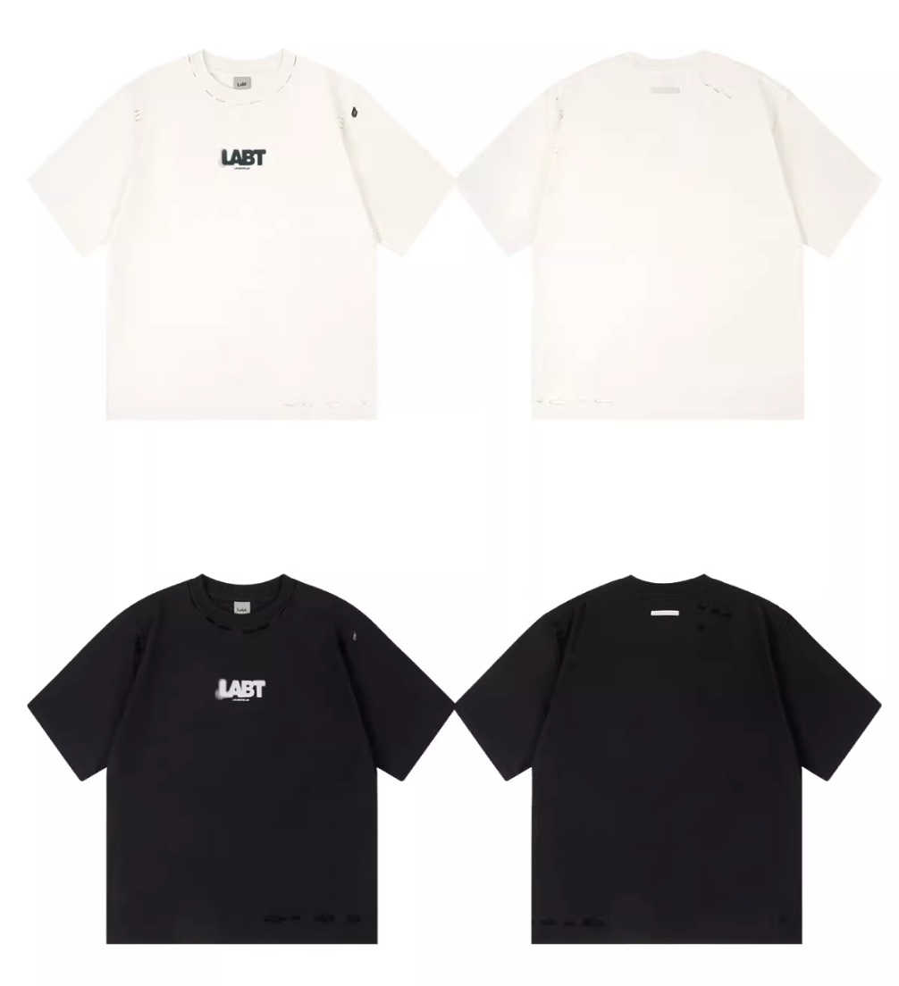 Labt Distressed Holes Logo Print Tee | Face 3 Face