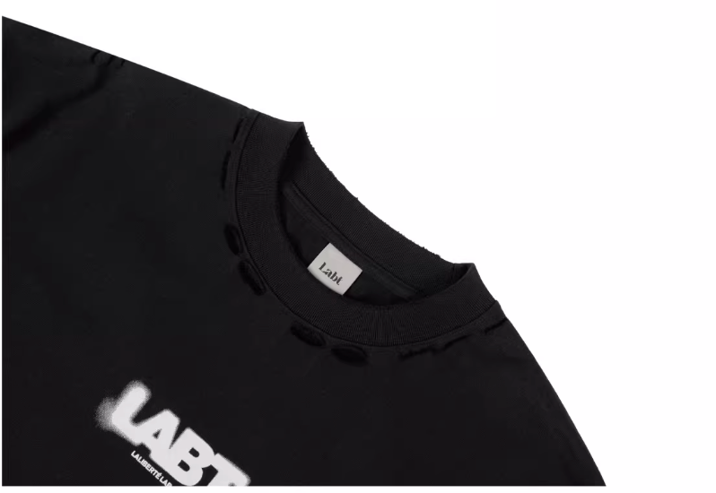 Labt Distressed Holes Logo Print Tee | Face 3 Face