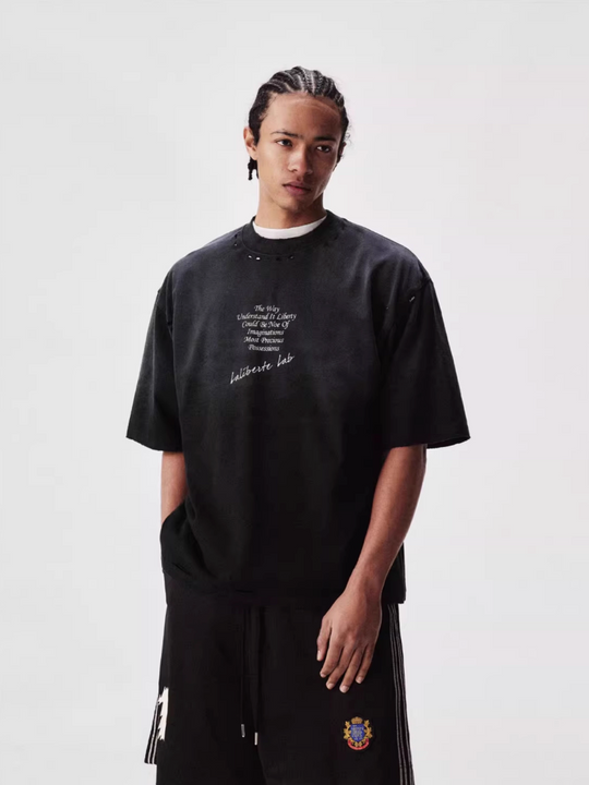 Labt Distressed Holes Dirty Print Tee | Face 3 Face