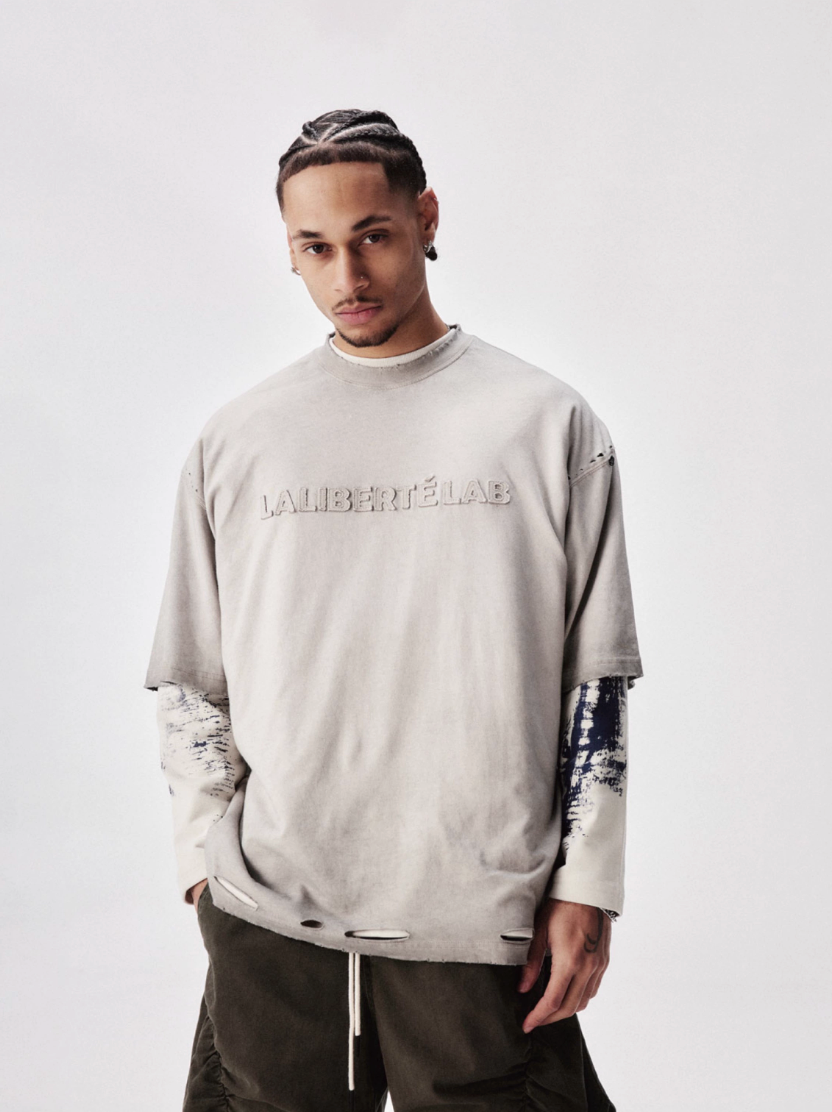 Labt 3D Patch Embroidery Distressed Tee | Face 3 Face
