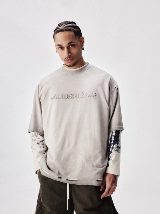 Labt 3D Patch Embroidery Distressed Tee | Face 3 Face