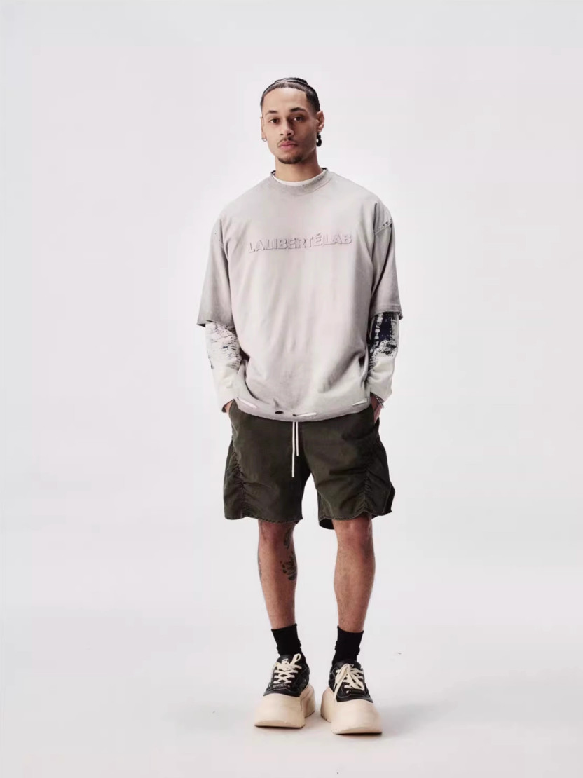 Labt 3D Patch Embroidery Distressed Tee | Face 3 Face