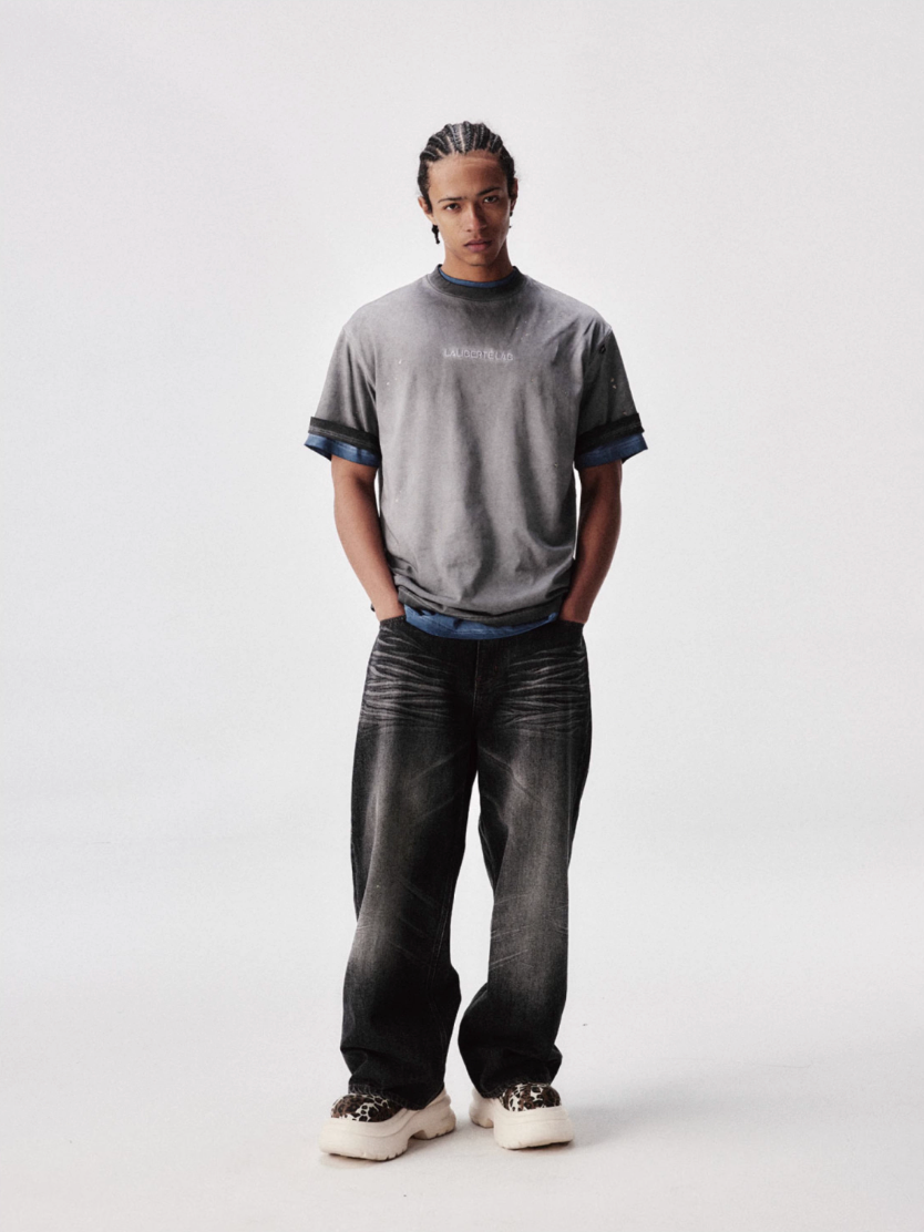 Labt Glitter Splash Ink Wash Faded Tee | Face 3 Face