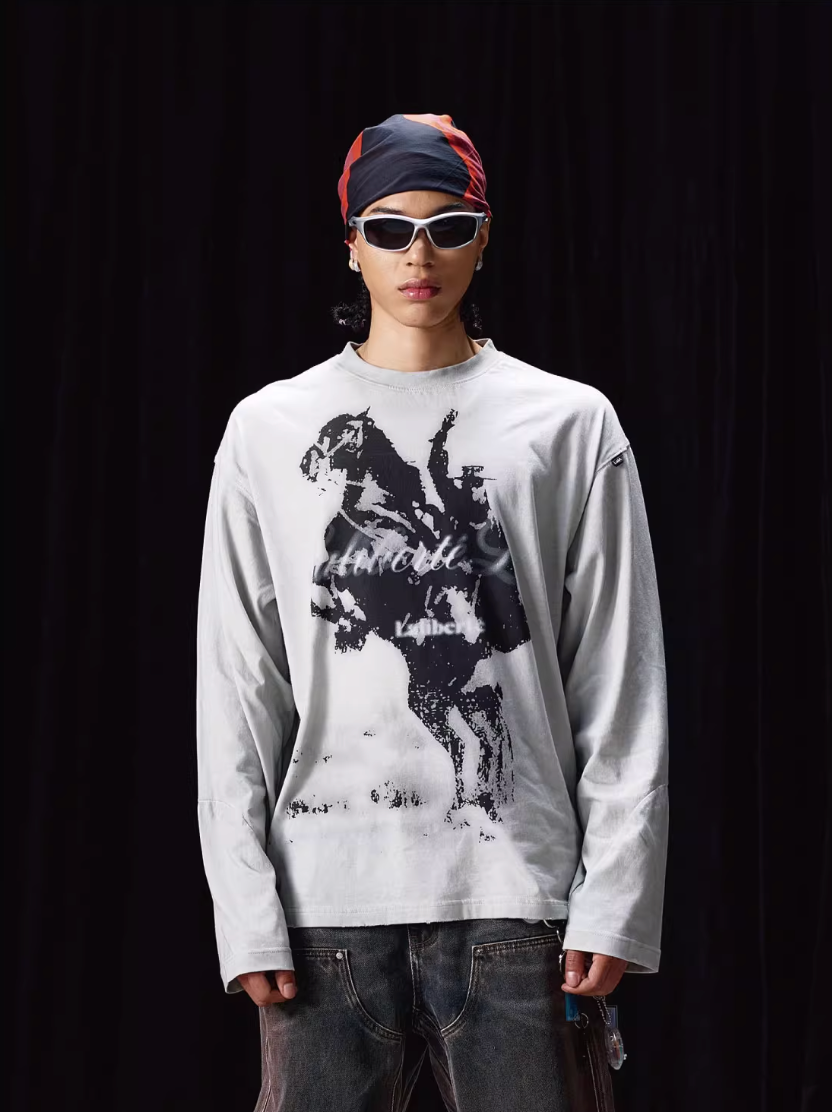 Labt Western Cowboy Print Long Sleeve Tee | Face 3 Face