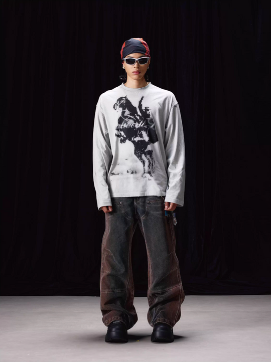 Labt Western Cowboy Print Long Sleeve Tee | Face 3 Face