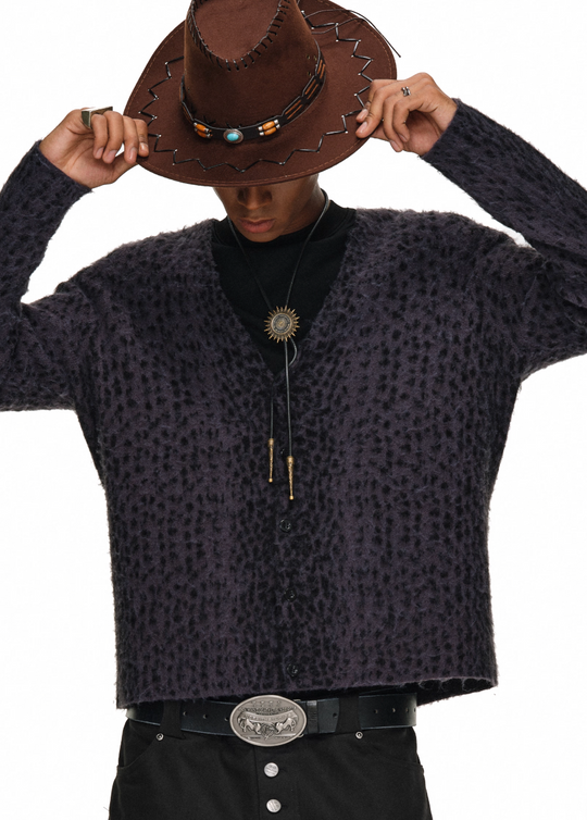 ANTIDOTE Dark Leopard Brushed Knit Cardigan | Face 3 Face