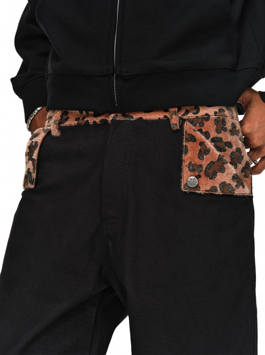 ANTIDOTE Wooly Leopard Cow Patchwork Work Pants | Face 3 Face