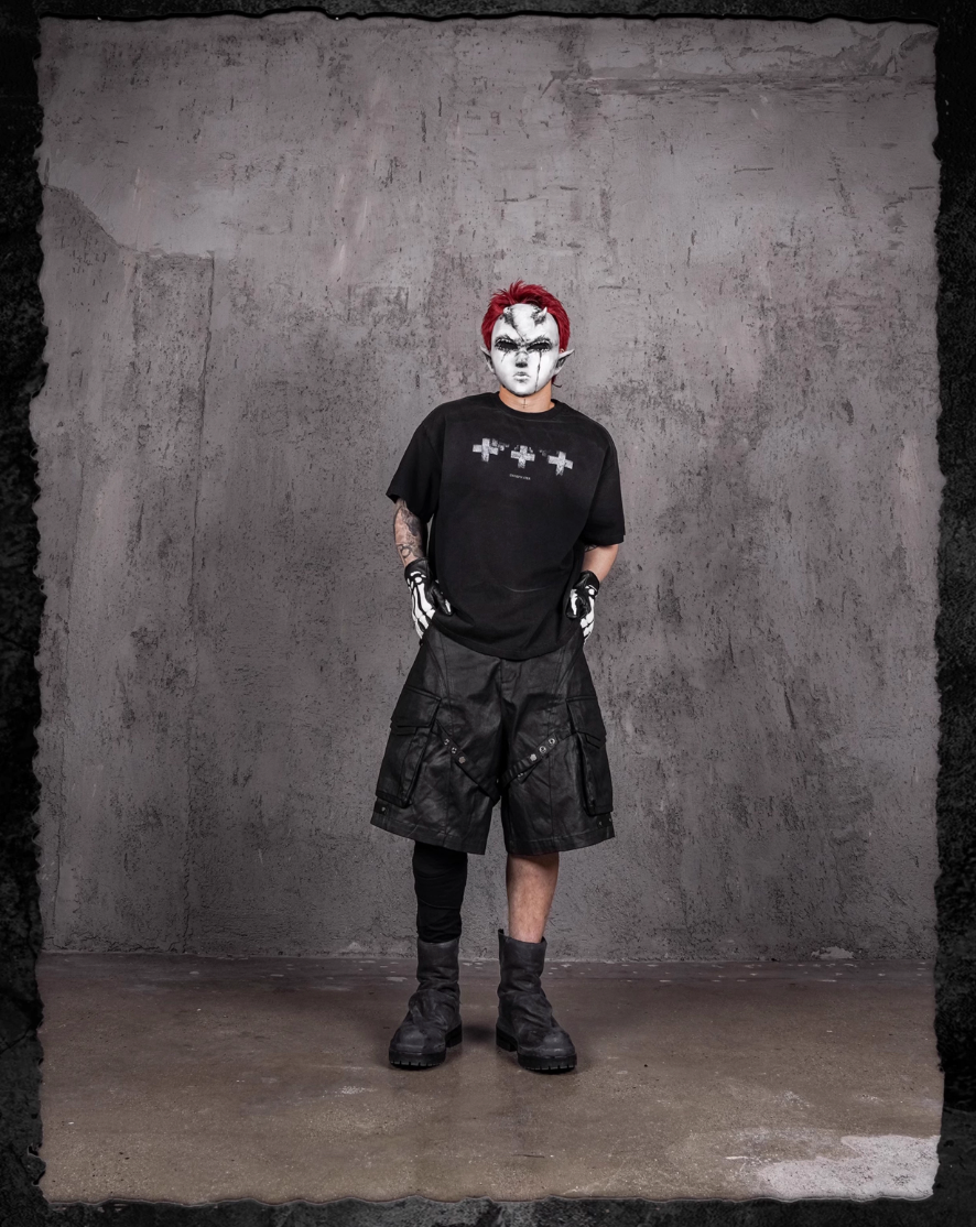 UNDERWATER Cross Print Washed Distressed Tee | Face 3 Face