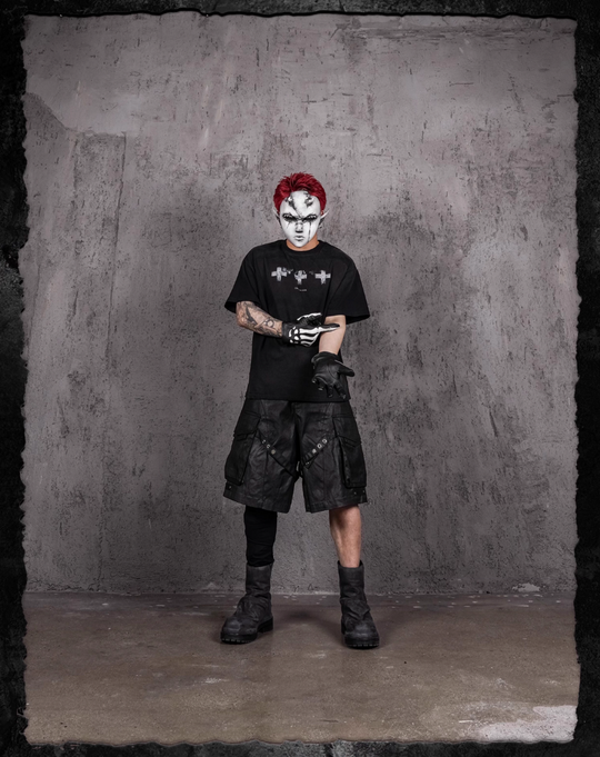 UNDERWATER Cross Print Washed Distressed Tee | Face 3 Face