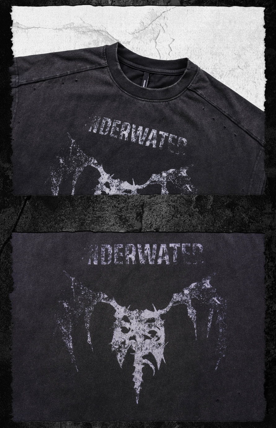 UNDERWATER Washed Devil Bone Print Distressed Sleeveless Tee | Face 3 Face