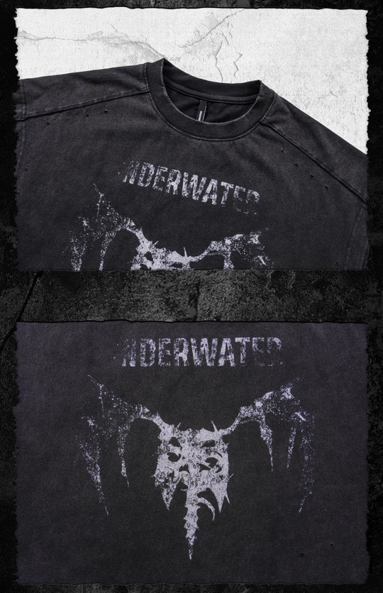 UNDERWATER Washed Devil Bone Print Distressed Sleeveless Tee | Face 3 Face