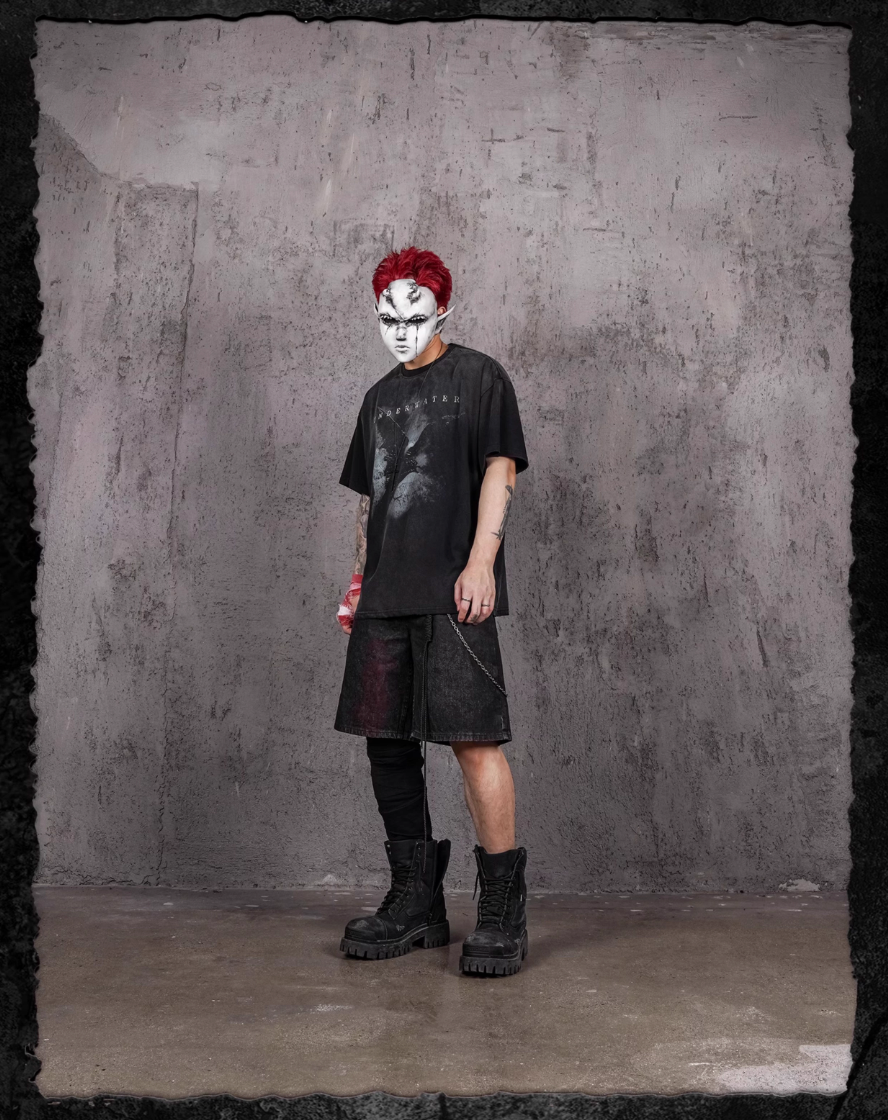 UNDERWATER Night Raven Print Washed Distressed Tee | Face 3 Face