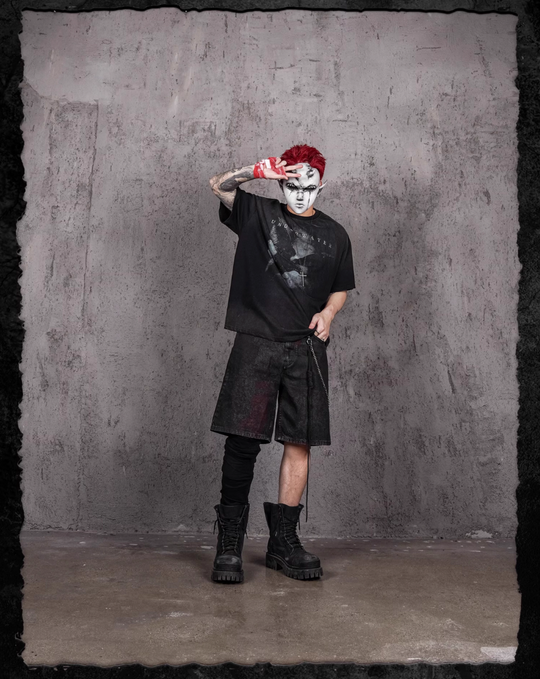 UNDERWATER Night Raven Print Washed Distressed Tee | Face 3 Face