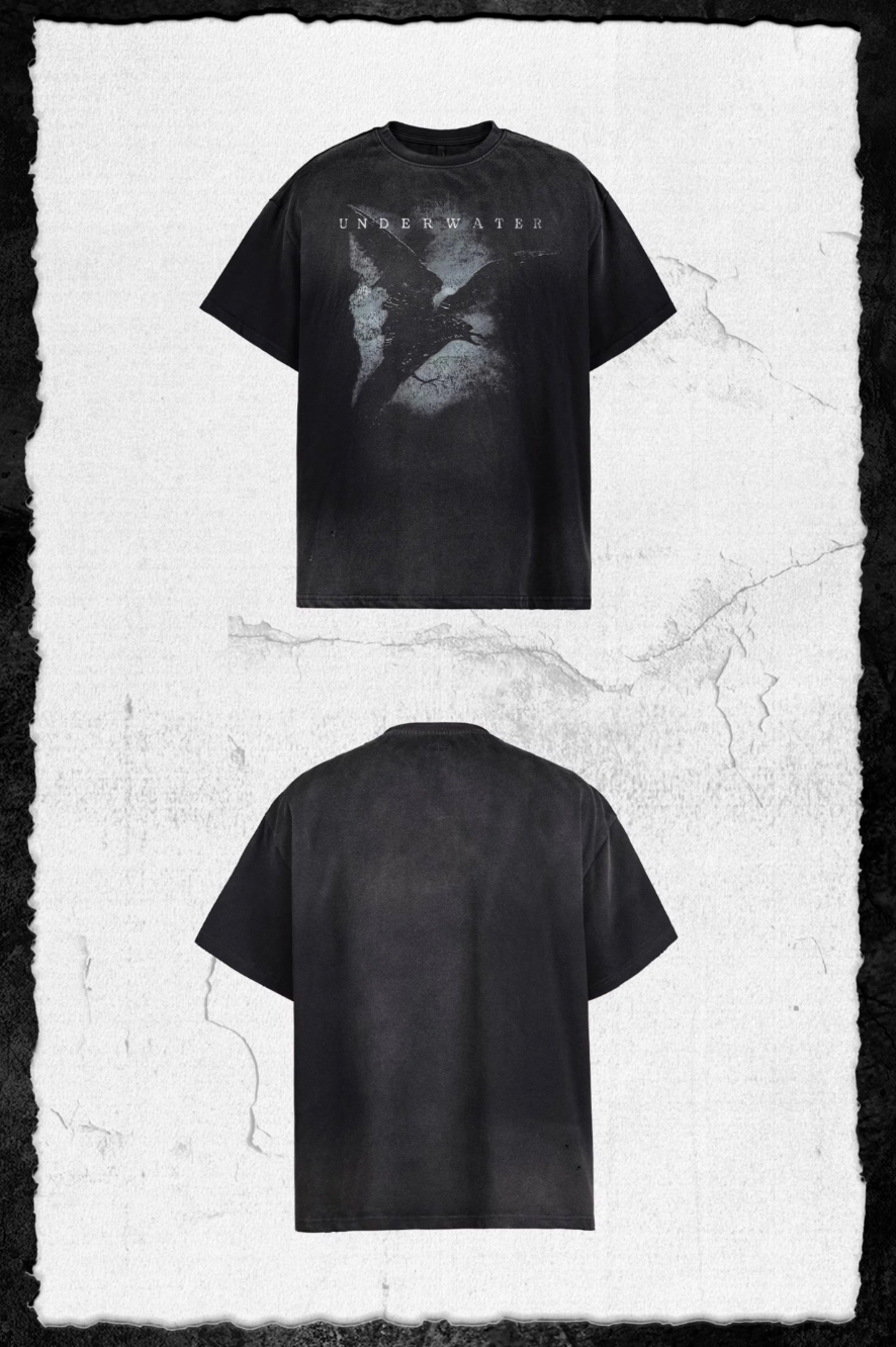 UNDERWATER Night Raven Print Washed Distressed Tee | Face 3 Face