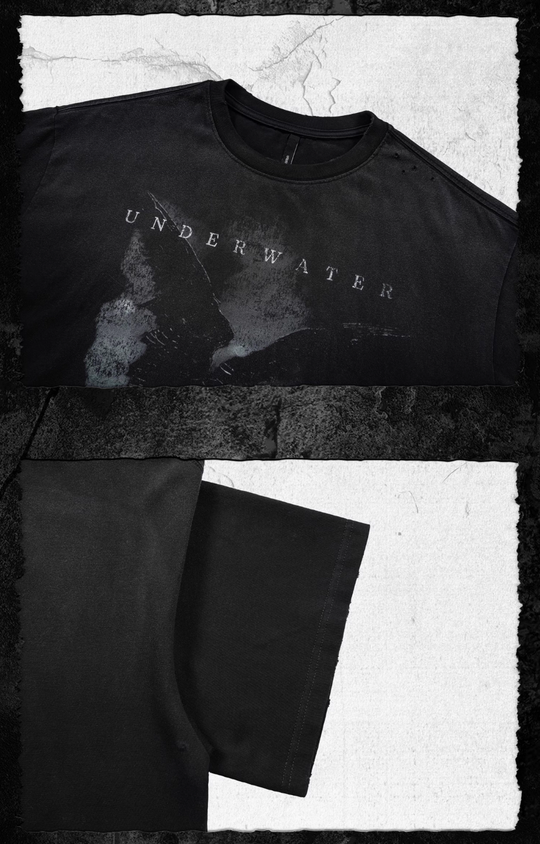 UNDERWATER Night Raven Print Washed Distressed Tee | Face 3 Face